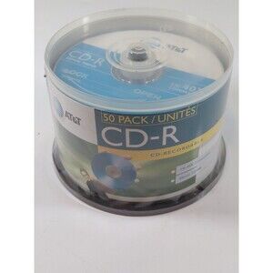 AT&T 50 Pack CD-R Recordable Discs 700MB 80min 1X-40X Speed Lifetime Warranty